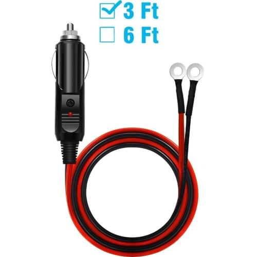12V 16AWG Heavy Duty Cable Fused DC Power 12 24 Volt Socket for Car Inverter Tire Inflator Air Pump