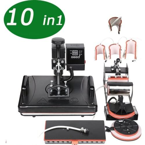 Factory 10 In 1 Combo Double Display Heat Press Machine Sublimation Printer For Mug/Hat/T Shirt/Pen/Phone Covers/Sport Bottle