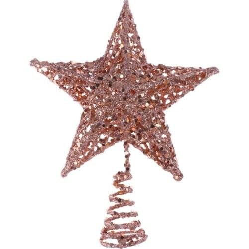 20cm Christmas Tree Iron Star Topper Glittering Christmas Tree Decoration Ornaments Glitter Pink Christmas Tree Top Star