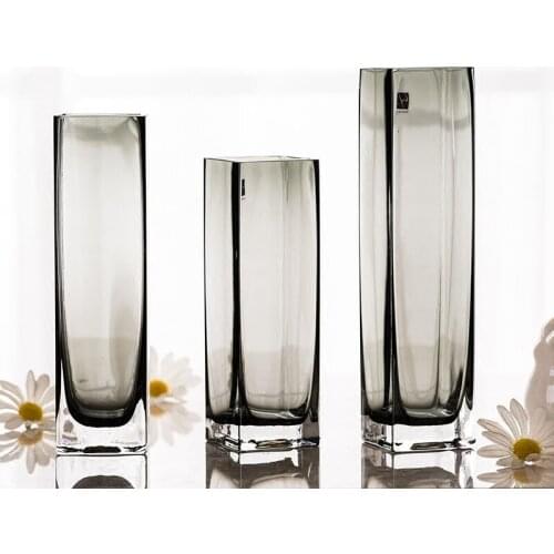 Simple Creative Square Glass Vase Fashion Vase Decoration Ornement Handmade Craft Flower Vases for Home Decoration