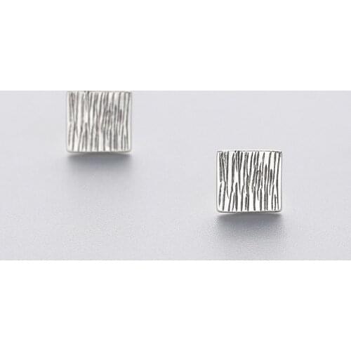 INZATT Vintage Real 925 Sterling Silver Stud Earrings Geometric Square For Women Birthday Party Trendy Accessories Drop Shipping