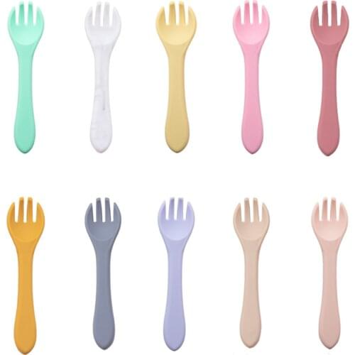 1PCS Baby Soft Silicone Fork Feeding Set Toddlers lnfant Feeding Accessories Fork Silicone Tableware BPA Free Silicone Fork