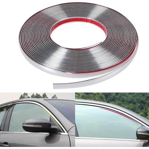 13M Car Chrome Body Strip Bumper Auto Door Window Protective Moulding Styling Flexible Trim Sticker 6MM 8MM 12MM 15MM 20MM 30MM