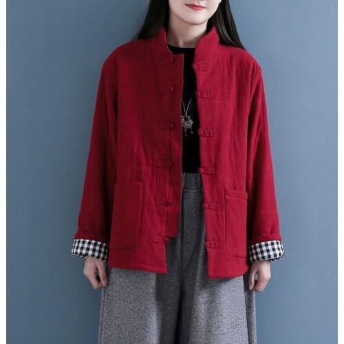 2020 Fashion Chinese Style Clothing Women Vintage Winter Jackets Casual Quilted Coats Loose Streetwear Ladies Chinese Tops 11678