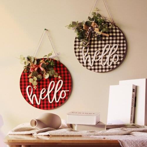 30*30*0.5cm 202.5g Wood sign Front Door Decor Wooden Wreaths Hanging Spring Wreath