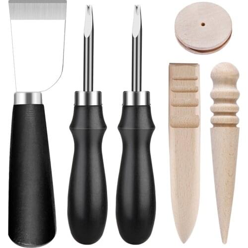 LNDZ Leather Edge Beveller Edge Skiving Polishing Cutting Skiving Trimming Edge Cutting Knife for DIY Leather Craft Tool 6PCS