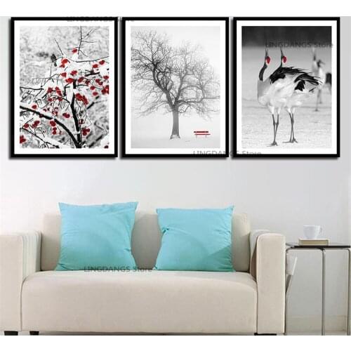 5d Diy Diamond Painting Snow Plum Blossom Red Crowned Crane Nordic Simple Diamond Mosaic Embroidery Cross Stitch Home Decor Gift