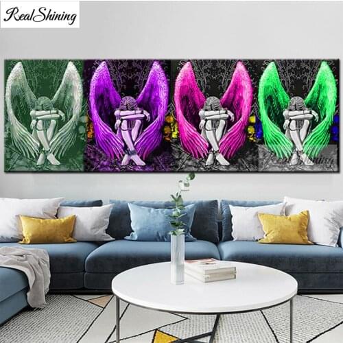 Diamond painting 4-color Angel Wing Girls diamond embroidery 5D Square/Round rhinestone mosaic diamond large portrait Art, T49