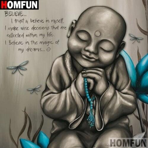 HOMFUN Full Square/Round Drill 5D DIY Diamond Painting "Religious Buddha" Embroidery Cross Stitch 5D Home Decor A07229