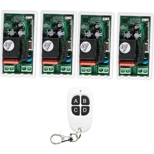 AC 220V 1 CH RF Wireless Remote Control Switch 4 receiver+1 transmitter Simple connection home appliances/lamp