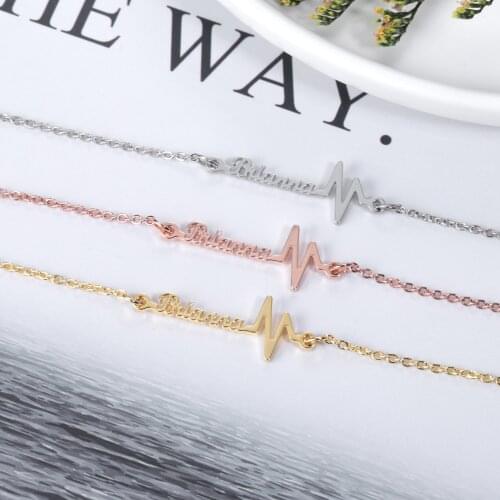 Personalized Name Bracelet with Birthstone •Custom Name Anklet •Heartbeat Name Bracelet Bracelet with Name Dainty Name Bracelet