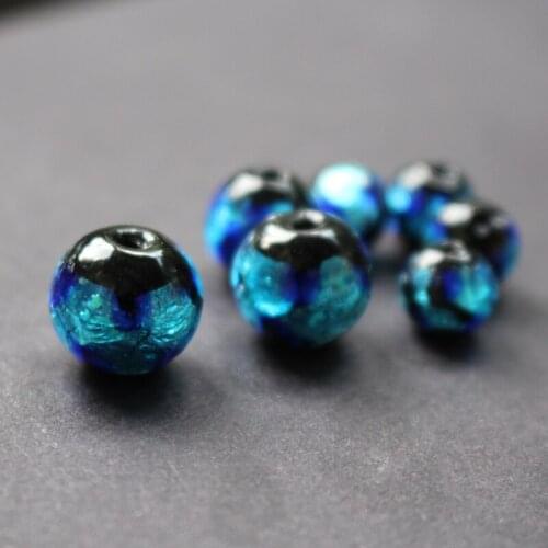10pcs/Lot Luminous Lampwork Beads Handmade 8 10 12mm Lampwork Glass Foil Beads Light Blue Color for jewelry Making
