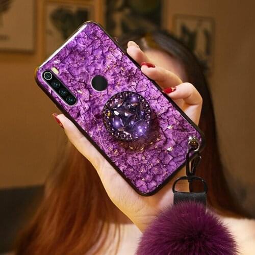 For Xiaomi Redmi Note 8T 8 Pro 8 7 6 5 K20 Pro Case Cover Glitter Plush Ball Hand Strap Hand Band Soft Shcokproof Cover Funda