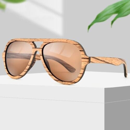 Zebra Wood Sunglasses For Men and Women,Polarized Lens Wood Sun Glass UV400 OverSize Sunglasses