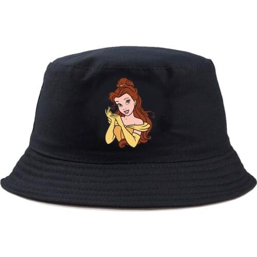 Disney Beauty and the Beast Belle Classic Bucket Hat Girl Boy Outdoor Brand Panama Cotton Fishing Hat Cute Seaside Beach Hat