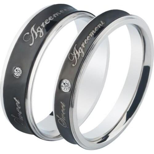 Creative black stainless steel titanium steel couple rings