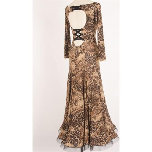 Leopard ballroom dress woman ballroom dance dresses ballroom waltz dresses standard social dress tango dance wear rumba costumes