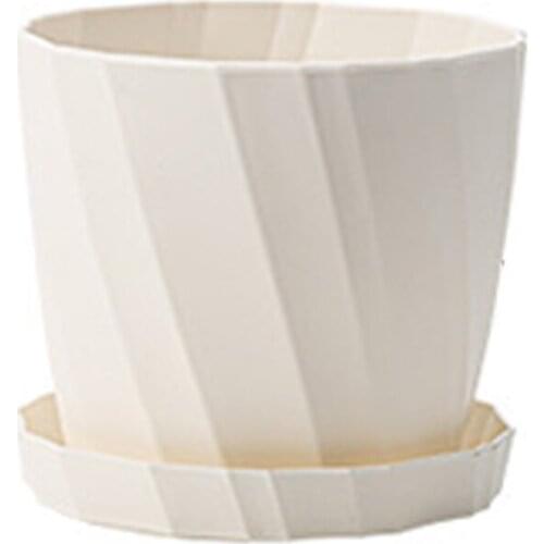 Reusable Plastic Planters Indoor Flower Plant Pots Modern Round Flower Pot with Tray Decorative Gardening Pot JDH88