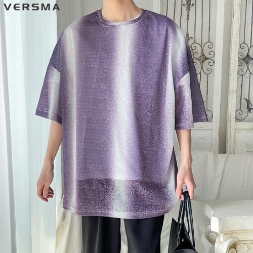 VERSMA Korean Ulzzang Gradient Yarn Tie Dye T Shirt Men Women Punk Rock Oversized Couple Short Sleeve T-shirt Men Dropshipping