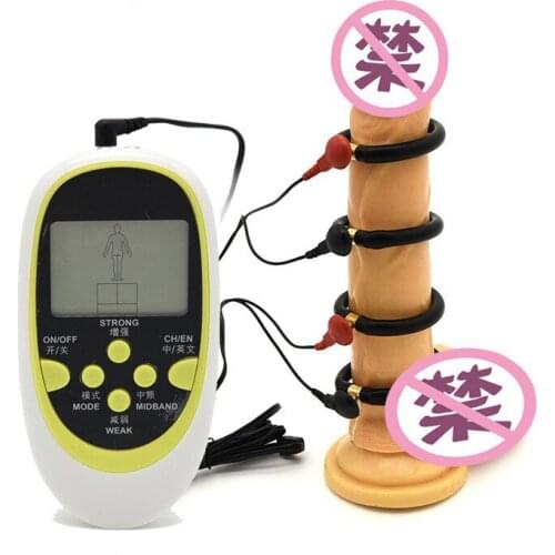 Male Electro Shock Chastity Device Penis Rings Medical Themed Kits, Electric Stimulate Enlargerment Cock Ring Sex Toys For Man