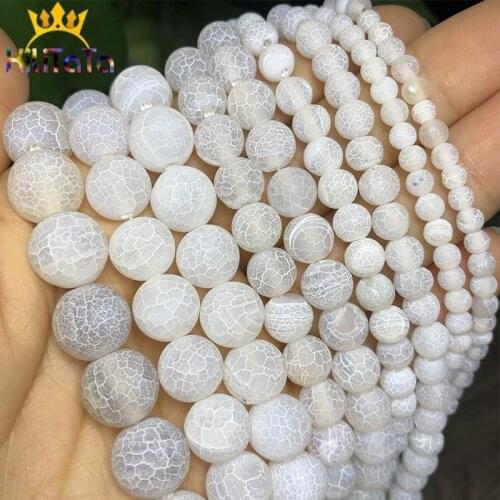 Natural Stone White Frost Crab Agates Onyx Round Loose Spacer Bead For Making Jewelry 15'' Strand 4/6/8/10/12 mm
