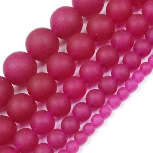 Natural Stone Matte Rose Red Chalcedony Beads Round Loose Spacer Beads 4/6/8/10/12MM For Jewelry Making Fit DIY Bracelet
