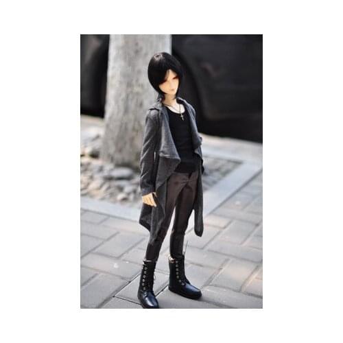 BJD doll clothes are suitable for 1/3 1/4 Uncle size black dark grey knit long cardigan long sleeve coat doll accessories