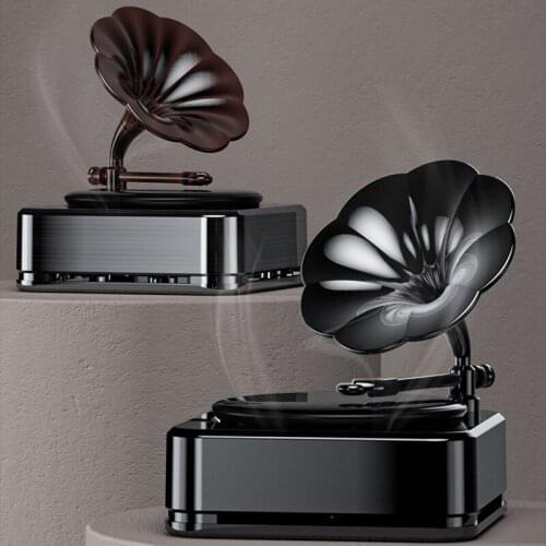 Record Player Air Freshener Solar Dynamic Car Dashboard Aromatherapy Diffuser with Aromatherapy Tablets & Oil RERI889