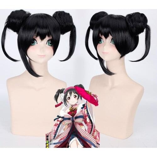 Love Live Yazawa Nico Cosplay Wig LoveLive Black Ponytail Hair Role Play Wigs Comic Con Theme Party Carnival Costumes Girls Wigs