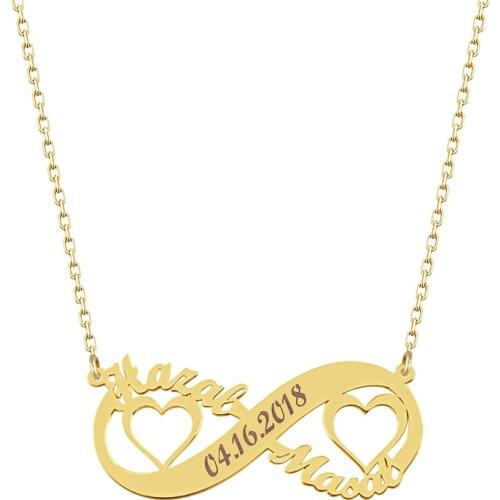 Love Infinity Personalized Nameplate Necklace 925 Silver Custom Name Necklace Gold Plated Heart Anniversary Necklace