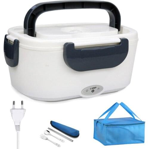 220V EU Plug Home Office Plastic Electric Heating Lunch Box Portable School Meal Heated Bento Box Food Warmer Container BPA Free