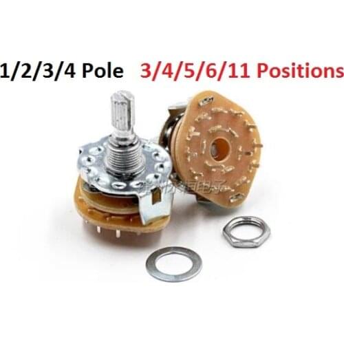 5PCS RS25 PCB Rotary switch Shifting 1/2/3/4 pole 3/4/5/6/11 positions Potentiometer position
