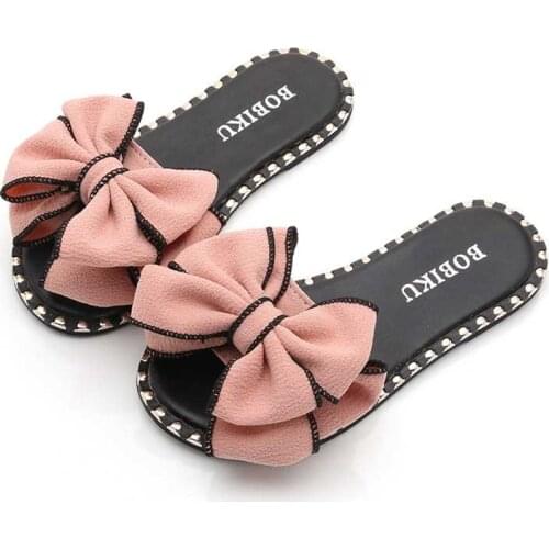 Big Girl Sandals Slides With Big Bow-knot Hot Summer Sandals Slippers For Big Kids Mom-daughter Family Matching Shoes