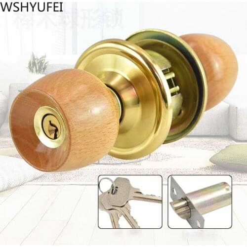Beech ball lock Round Door Knobs Rotation Lock Knobset With Key for Bedrooms Living Rooms Bathrooms door Locks Hardware