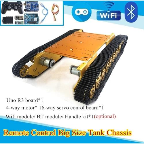 Smart RC Tank Chassis Wifi Control 4WD Metal Tracked Chassis Tracked Handle ContrVehicle Mobile Platform Hole for DIY