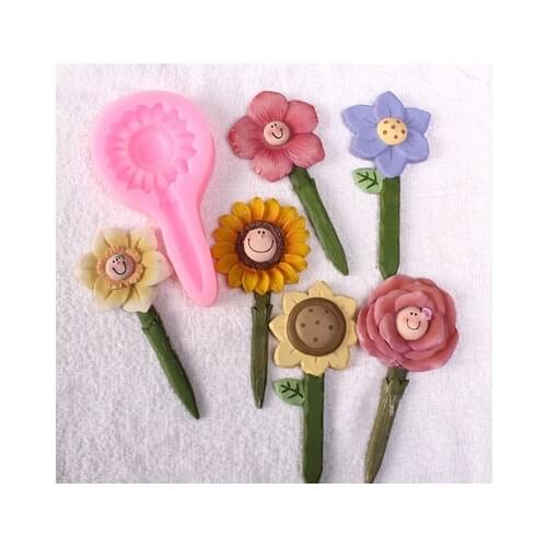 Silicone Mould Fondant Chocolate Molds Aroma Stone Resin Six Styles Flowers Clay Moulds Plug-in Cake Decoration Sunflower Rose
