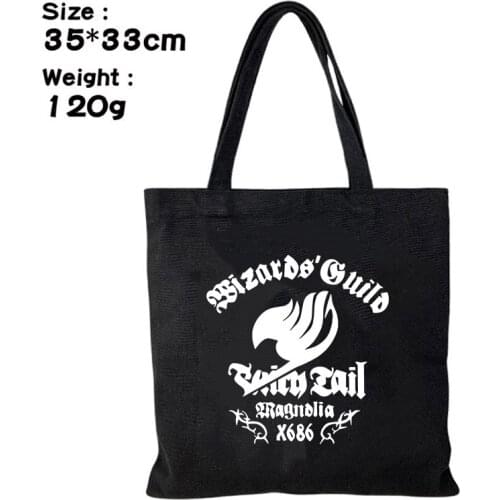 New Anime Fairy Tail Prints Students Shoulder Storage Bags Shopping Tote Bags for Men and Women Portable Canvas Satchel Handbags