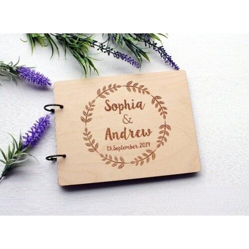 Rustic Wedding gifts,Wood rustic wedding guest book Wreath Wedding Guestbook ,Photo album bridal shower engagement anniversary