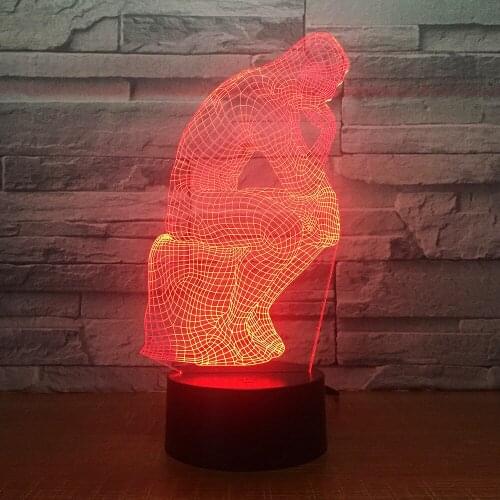 Thinker 3D 7 Color Lamp Visual Led Night Lights For Kids Touch Usb Table Lampara Lampe Home Decor Gift Table Lights