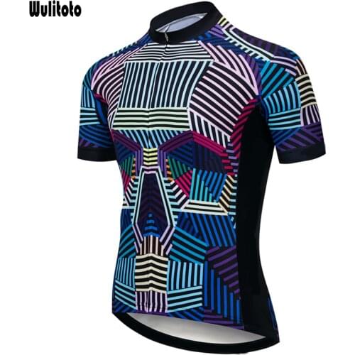 2021 WULITOTO Skeleton Mountain Bike Short Sleeve MTB Jersey Breathable Cycling Jersey for Men