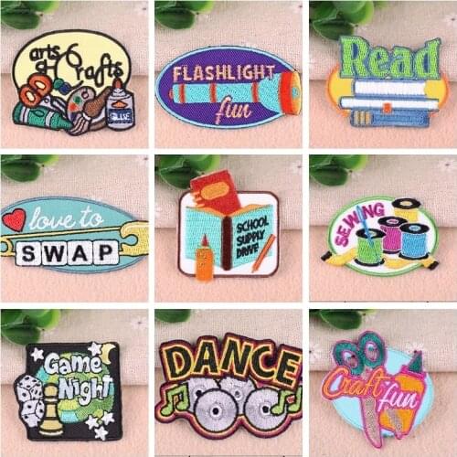 High-quality Drawing tools Patches for Clothes Iron Drawing board Flashlight scissors Embroidery Book Patch Coat Diy Decor