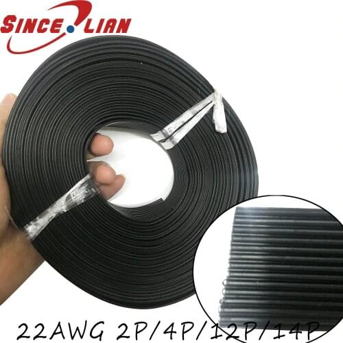 High temperature soft parallel line super soft 22AWG silicone cable 2p 4p 12p 14p Parallel line 0.3 square black electric wire