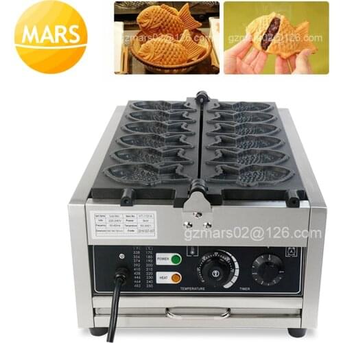 Japanese Fish-Shaped Cake Baker Taiyaki Waffle Cone Maker Fish Waffle Grill Pan Non-Stick 6 Molds Kitchen Dessert Cooking Plate