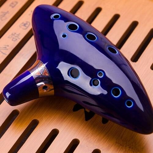 12 Hole Ocarina Ceramic Alto C Legend Of Zelda Ocarina Flute Blue Ocarina Musical Instrument Portable All In One Accessories