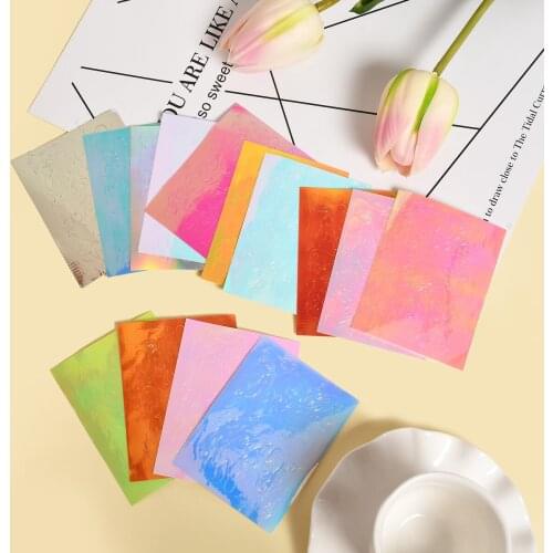 16 Foil Colors Hollow Nail Holographic Stencil Fire Stickers Flame Colorful Designs 3d Nail Art Sticker Nail Decal Accessories