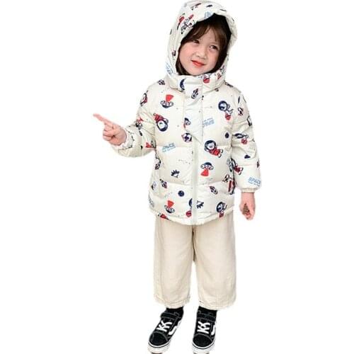 2021 Winter Baby Girls Coats Infants Outerwear Cotton Hooded Warm Clothes for Toddler Kids Clothes Down Jackets Boys Clothing