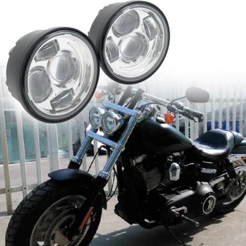 4.65" Black Chrome LED Headlights Motocycle LED Moto Headlamp For Harley Davidson Fat Bob FXDF 08-16