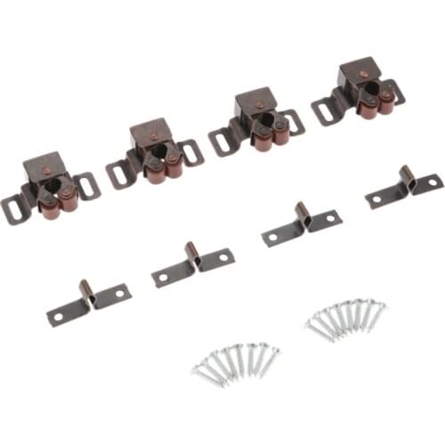 4PCs Double Ball Roller Catches Cupboard Cabinet Door Latch Locks Hardware Tool Copper Double Roller Catch