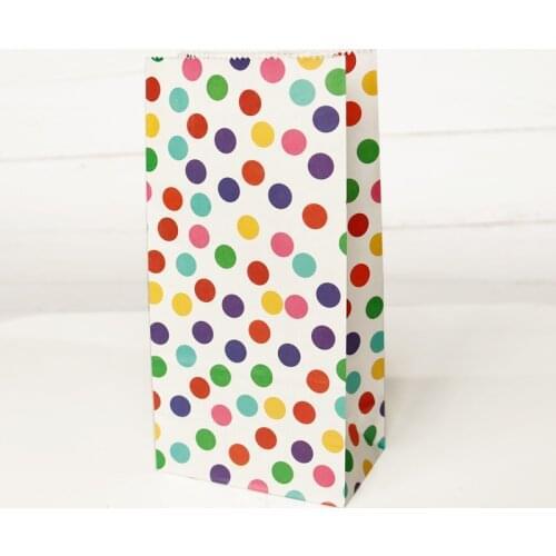 50pcs Kraft Paper Candy Bags Dot Stripe Gifts Bags For Wedding Birthday New Year Party Favors Supplies Food Treat Bag