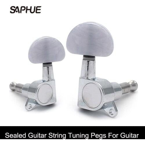 6 pcs Guitar String Tuning Pegs Key Tuner Machine Head with White Pearl for Electric Guitar Chrome
